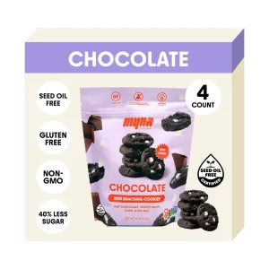 Myna Snacks Seed Oil Free Mini Snacking Cookies - Gluten Free and Dairy Free Chocolate Cookies with White Chips - Healthy Snacks and Sweets with Nothing Artificial, 16oz (Pack of Four, 4oz Bags)