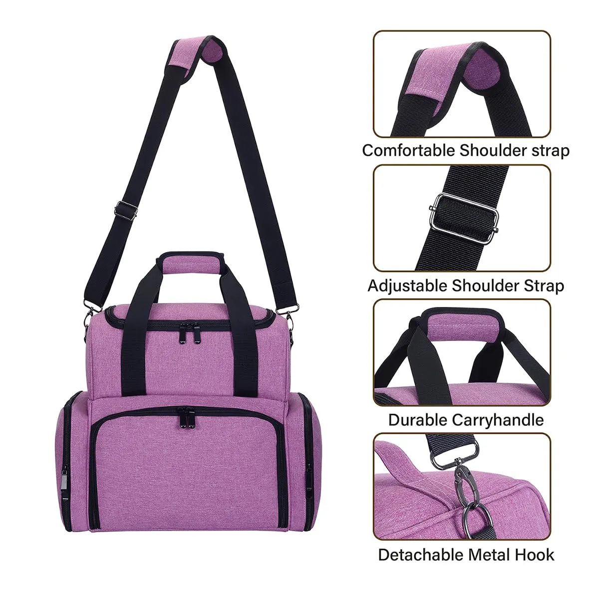 Nail Polish Organizer Holds 80 Bottles & Nail Art Lamp, Portable Large Capacity Storage with 2 Removable Storage Bags Suitable for Manicurists and Manicure Enthusiasts(Purple)