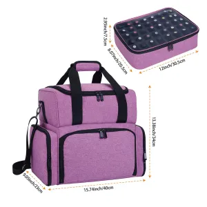 Nail Polish Organizer Holds 80 Bottles & Nail Art Lamp, Portable Large Capacity Storage with 2 Removable Storage Bags Suitable for Manicurists and Manicure Enthusiasts(Purple)