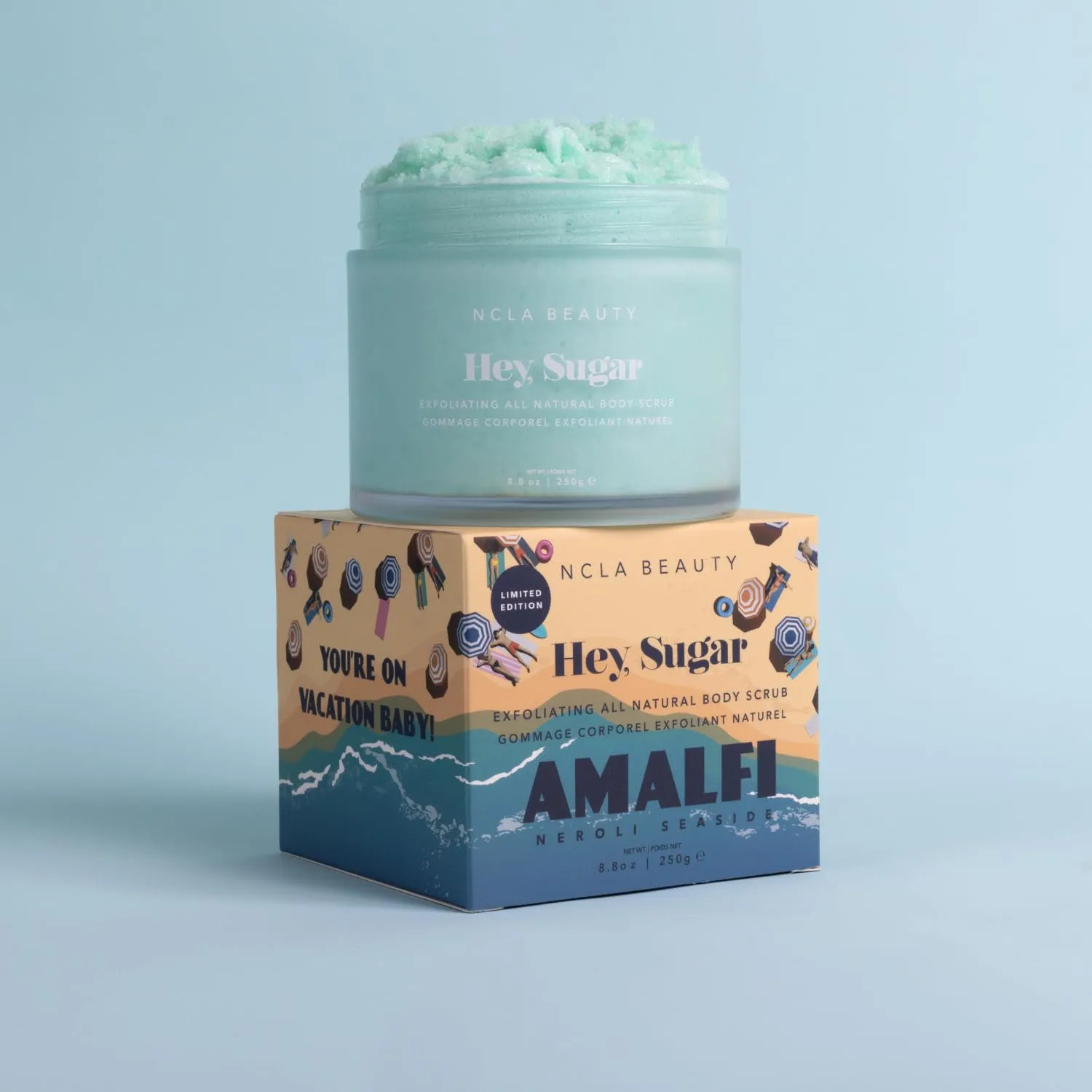 NCLA - Hey, Sugar Body Scrub | Smooth, Exfoliate, Hydrate Skin | Shea, Mango   Cocoa Butters | Vegan, Cruelty-Free, Clean Skincare (Amalfi Coast; 250g | 8.8 oz)