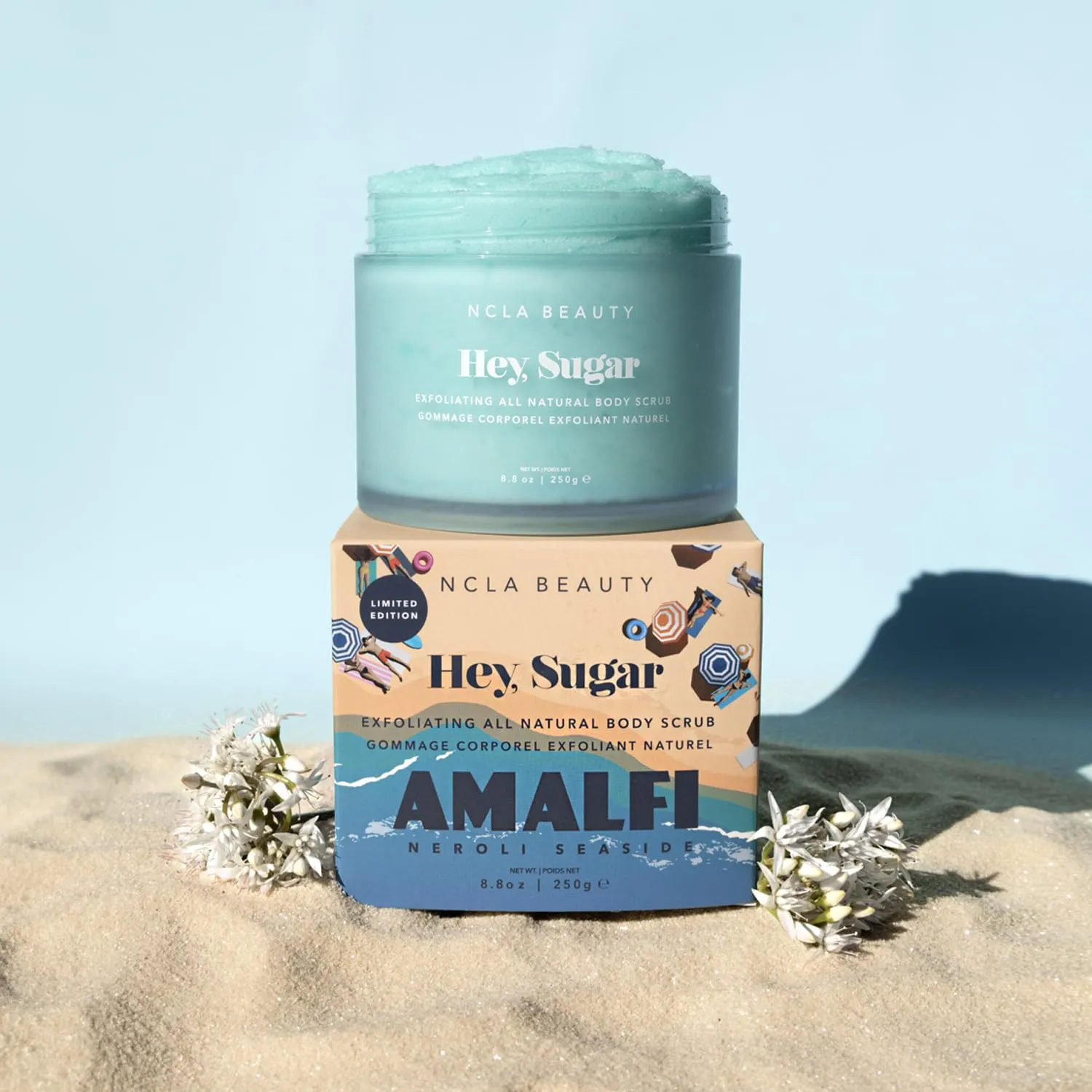 NCLA - Hey, Sugar Body Scrub | Smooth, Exfoliate, Hydrate Skin | Shea, Mango   Cocoa Butters | Vegan, Cruelty-Free, Clean Skincare (Amalfi Coast; 250g | 8.8 oz)