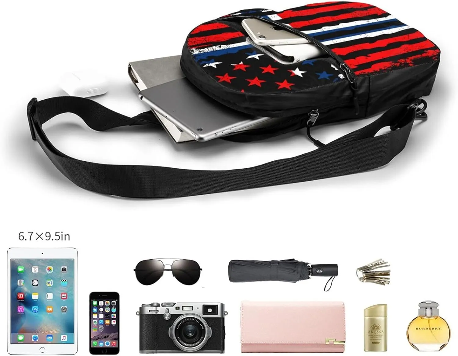 Norwegian American Flag Norway Root Crossbody Bag Portable Sling Bags Foldable Chest Daypack Reusable Sports Shoulder Backpack Diagonally Casual Rucksack Travel Bag