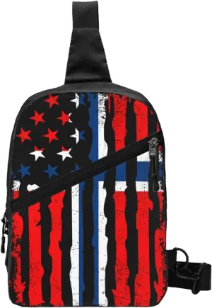 Norwegian American Flag Norway Root Crossbody Bag Portable Sling Bags Foldable Chest Daypack Reusable Sports Shoulder Backpack Diagonally Casual Rucksack Travel Bag