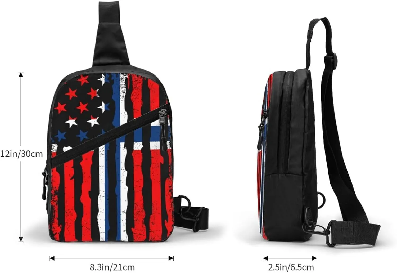 Norwegian American Flag Norway Root Crossbody Bag Portable Sling Bags Foldable Chest Daypack Reusable Sports Shoulder Backpack Diagonally Casual Rucksack Travel Bag