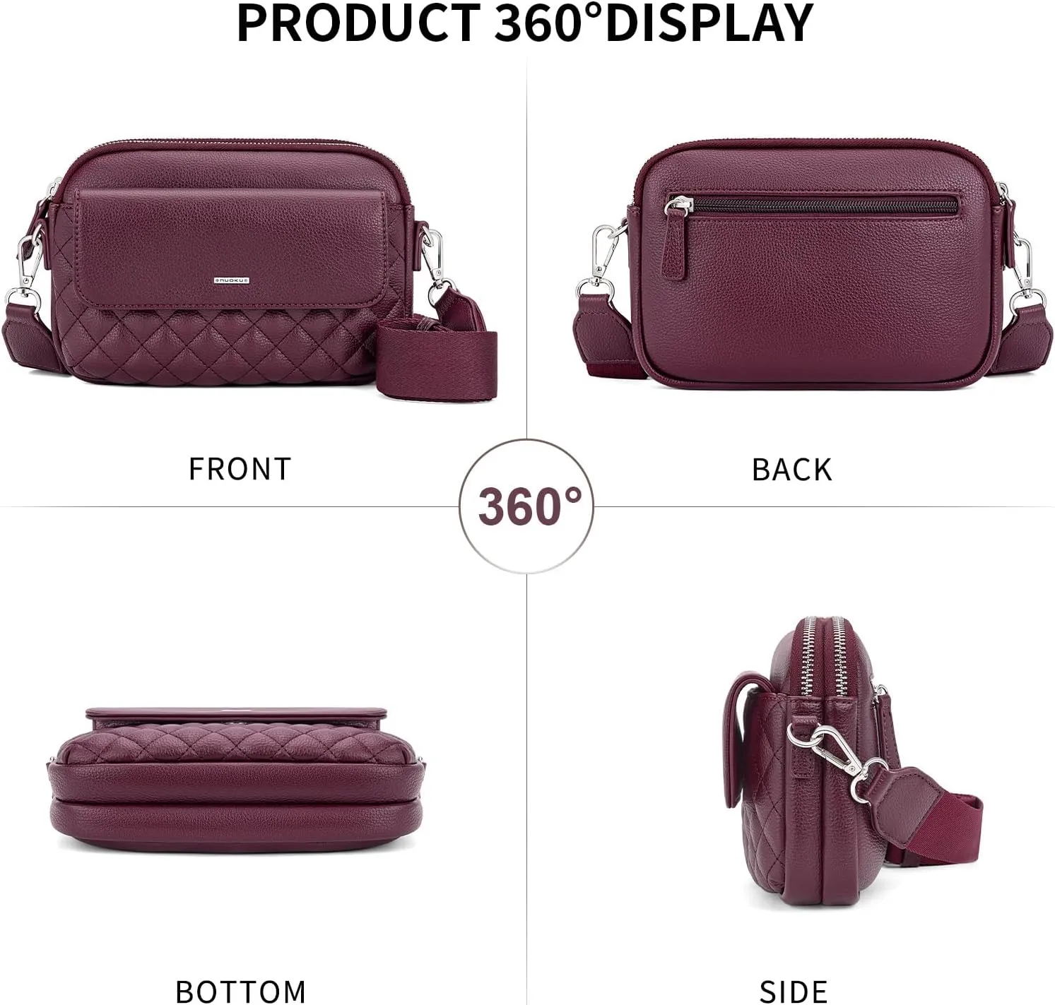 nuoku Small Crossbody Purse for Women, Double Zipper Crossbody Bags for Women Small Size with Phone Pocket