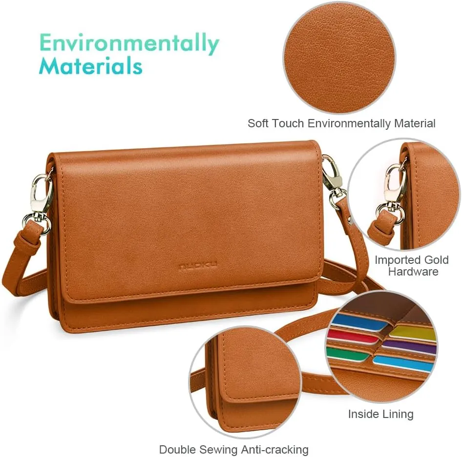 nuoku Women Small Crossbody Bag Cellphone Purse Wallet with RFID Card Slots 2 Straps