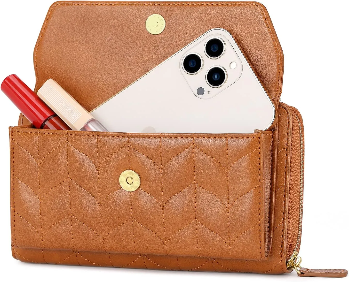 nuoku Womens RFID Wallet Purse Wristlet Crossbody Clutch with Zip Around 2 Strap
