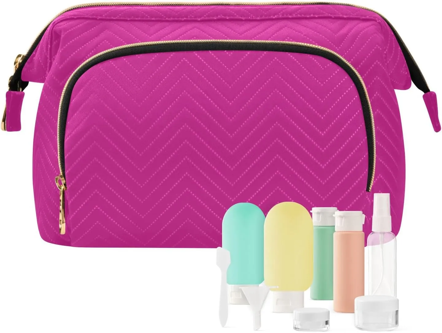 ODAWA Large Capacity Makeup Bags Medium Violet Red Make up Bag Organizer Bag with 9-Piece Accessory Set, Travel Cosmetic Bag Organizer Bag for Makeup