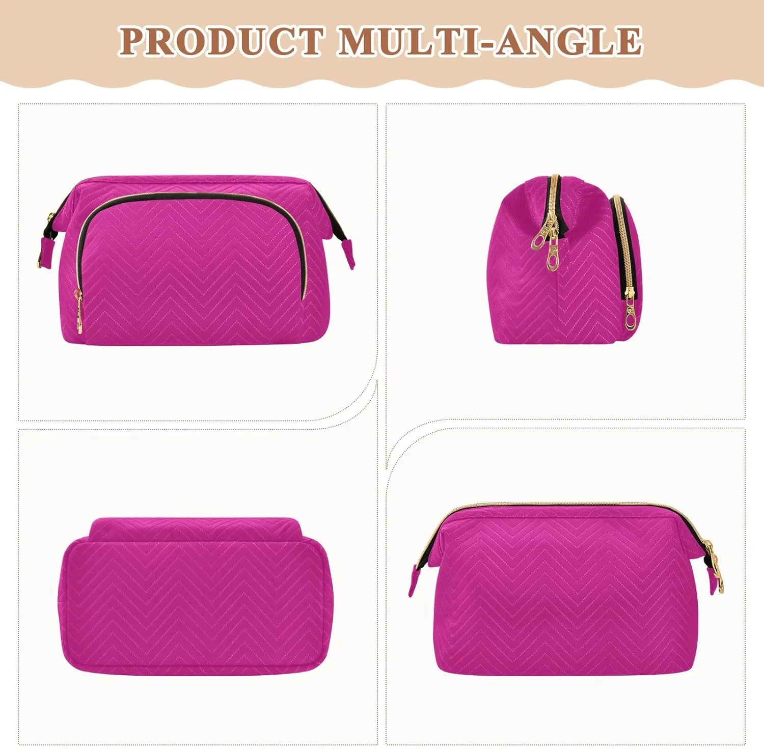 ODAWA Large Capacity Makeup Bags Medium Violet Red Make up Bag Organizer Bag with 9-Piece Accessory Set, Travel Cosmetic Bag Organizer Bag for Makeup