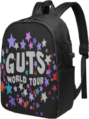 Olivia Songwriter Actress Rodrigo Laptop Backpack With Usb Charging Port Large Travel Bags Unisex Adult Sport Bags Daypack for Workout Beautiful Work Rucksack Notebook Bag for Men&Women