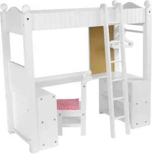 Olivia's Little World - Princess College Dorm with Bedding (Gray Polka Dots) 18" Doll Double Bunk Desk, Loft Bed, fits American Girls Dolls, White