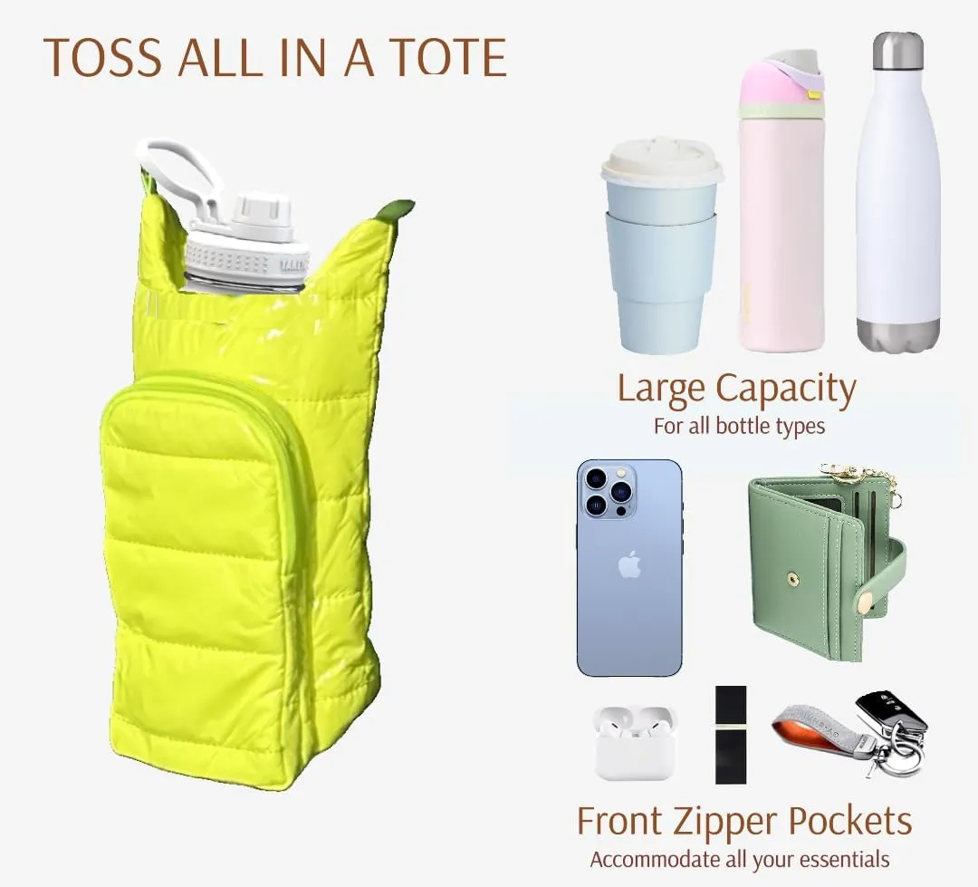 Original Crossbody Water Bottle Holder Bag with Strap.Stylish Puffer Bag.Pockets for Phone & Accessories.BEST GIFT