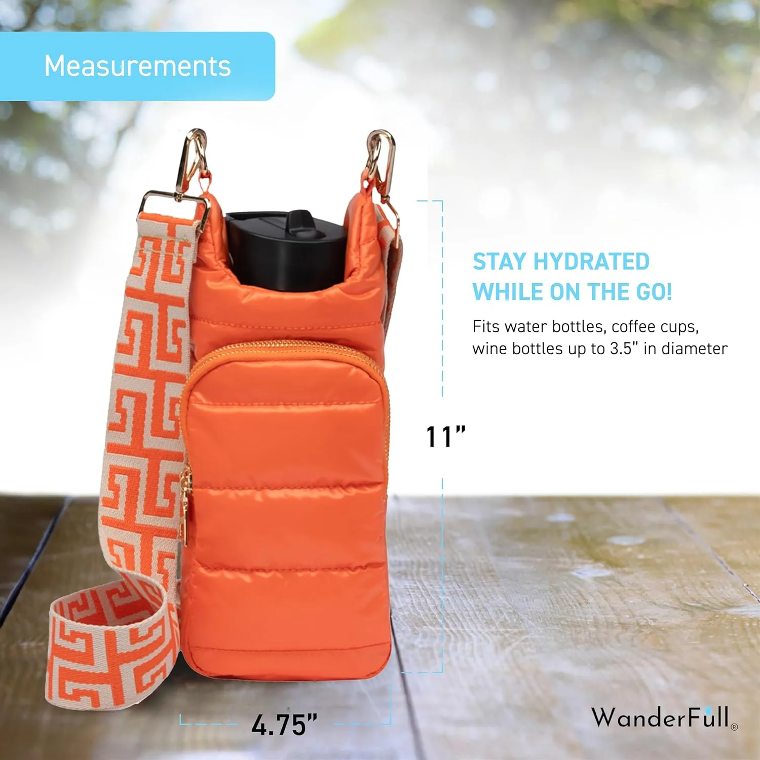 Original HydroBag | Quilted Water Bottle Holder with Strap | Tote Bottle Carrier Crossbody Bag with Pockets
