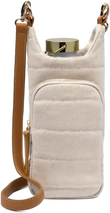Original HydroBag | Quilted Water Bottle Holder with Strap | Tote Bottle Carrier Crossbody Bag with Pockets