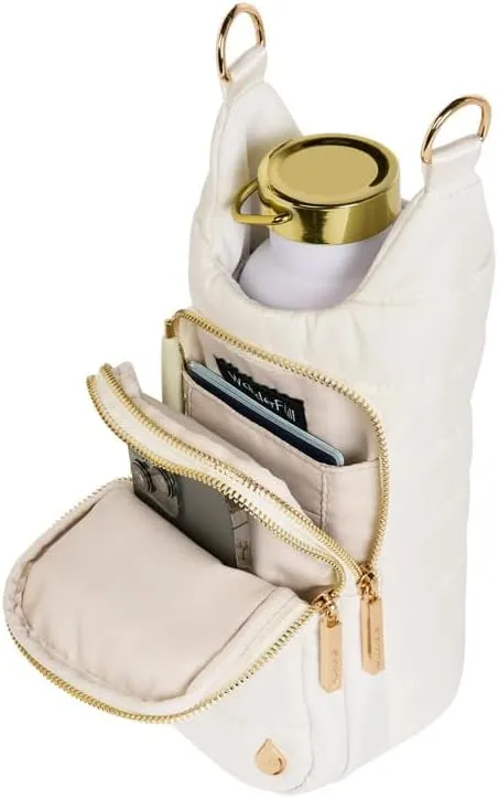 Original HydroBag | Quilted Water Bottle Holder with Strap | Tote Bottle Carrier Crossbody Bag with Pockets