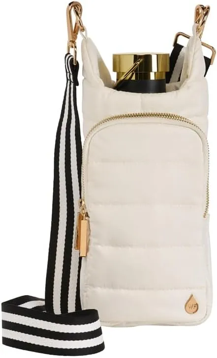 Original HydroBag | Quilted Water Bottle Holder with Strap | Tote Bottle Carrier Crossbody Bag with Pockets