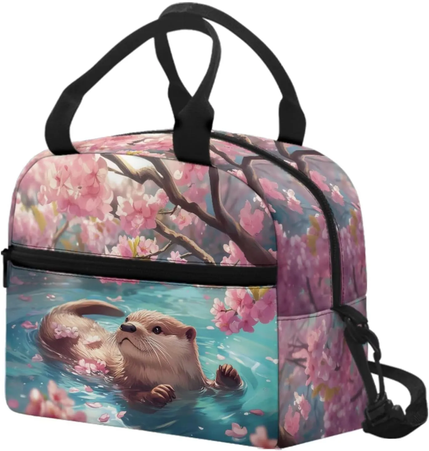 Otter Bookbags for Kids 6-8 with Lunch Bag Lightweight Backpack with Soft Pencil Case 3 in 1 17 Inch School Bag Set with Side Cup Holder Dirt-Resistant Daypack for Kindergarten Spring Travel