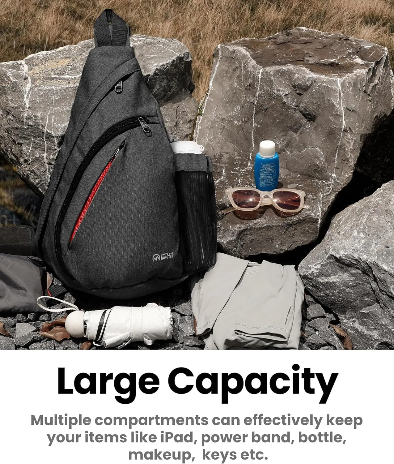 OutdoorMaster Sling Bag, Hiking Daypack, Crossbody Shoulder Chest Urban Outdoor Travel Backpack for Women & Men
