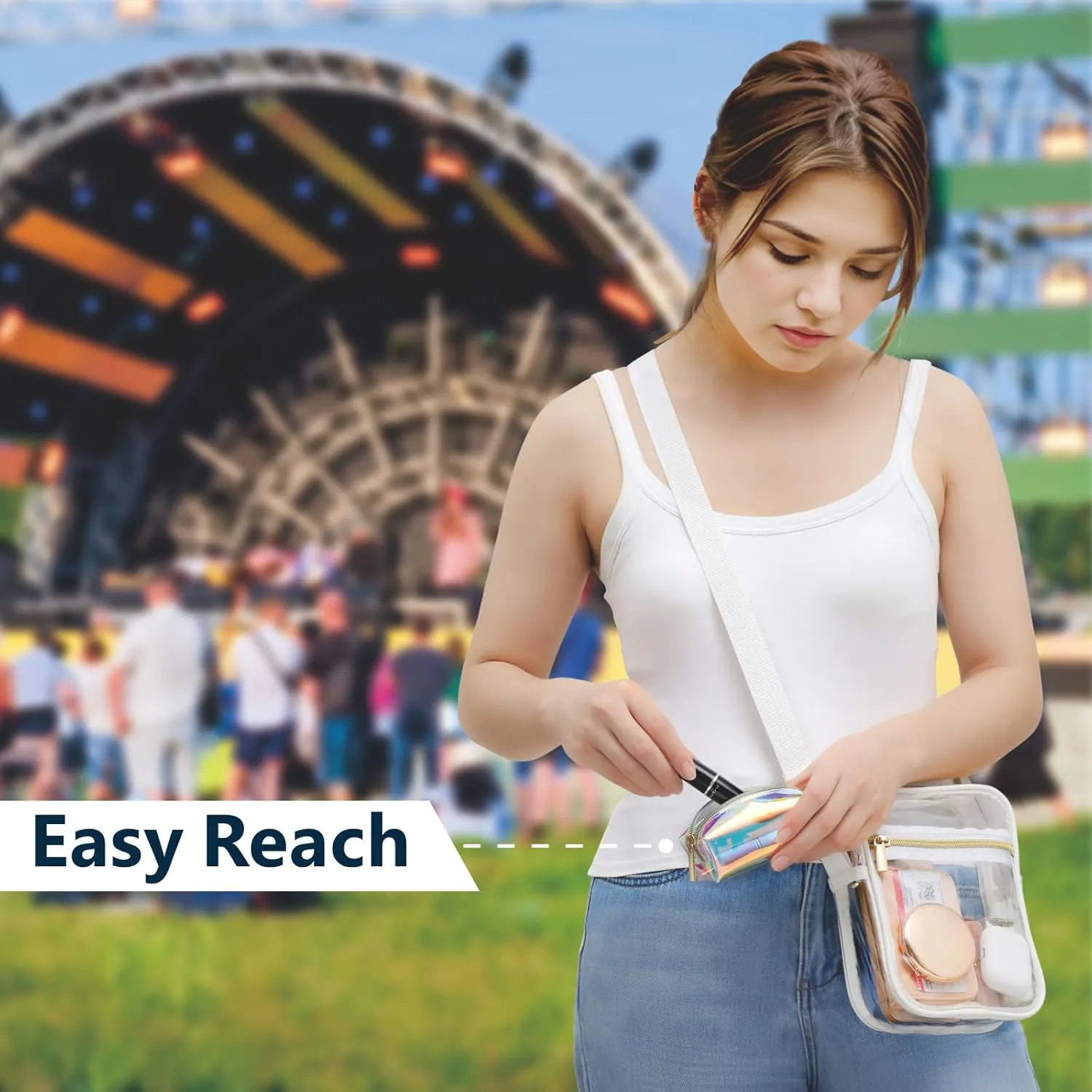 PACKISM Clear Bag for Stadium Events - Clear Purses for Women Stadium Crossbody Messenger Bag for Concerts Sporting Events