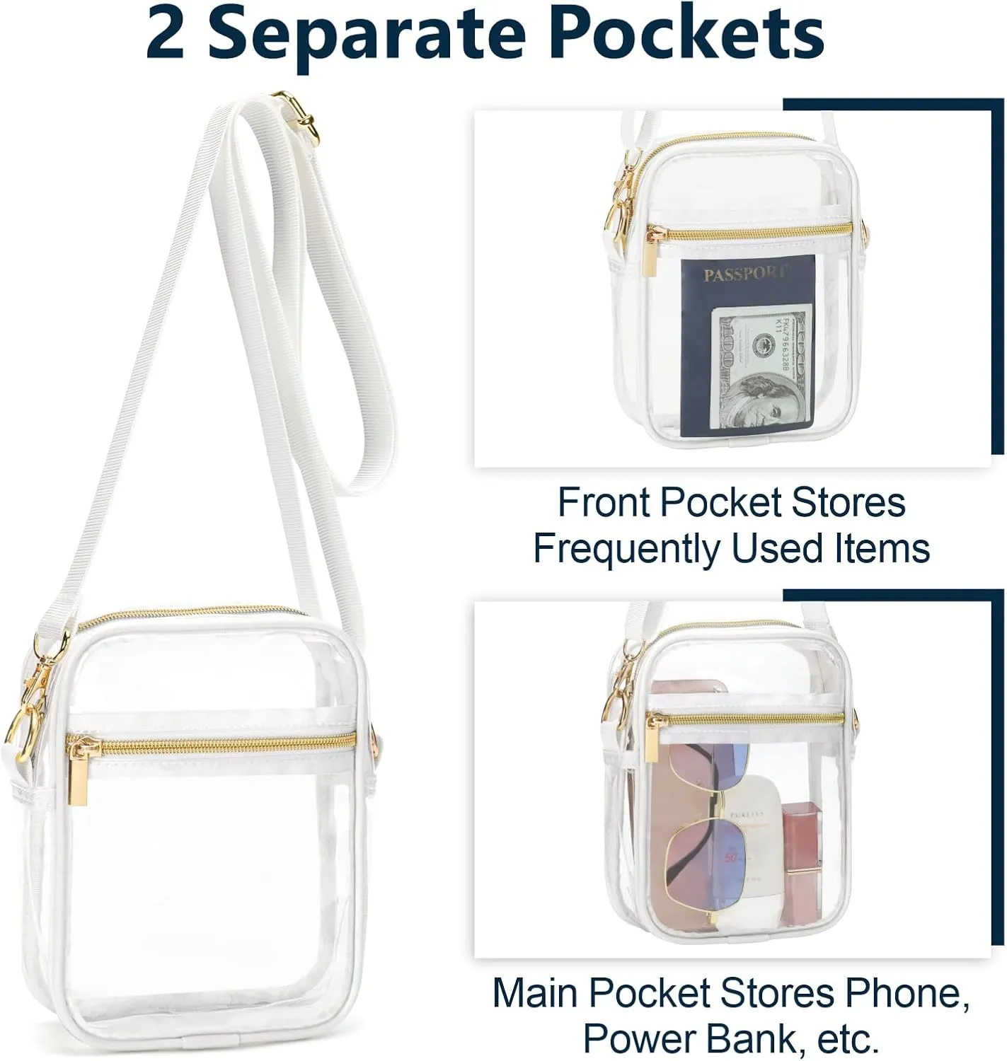 PACKISM Clear Bag for Stadium Events - Clear Purses for Women Stadium Crossbody Messenger Bag for Concerts Sporting Events