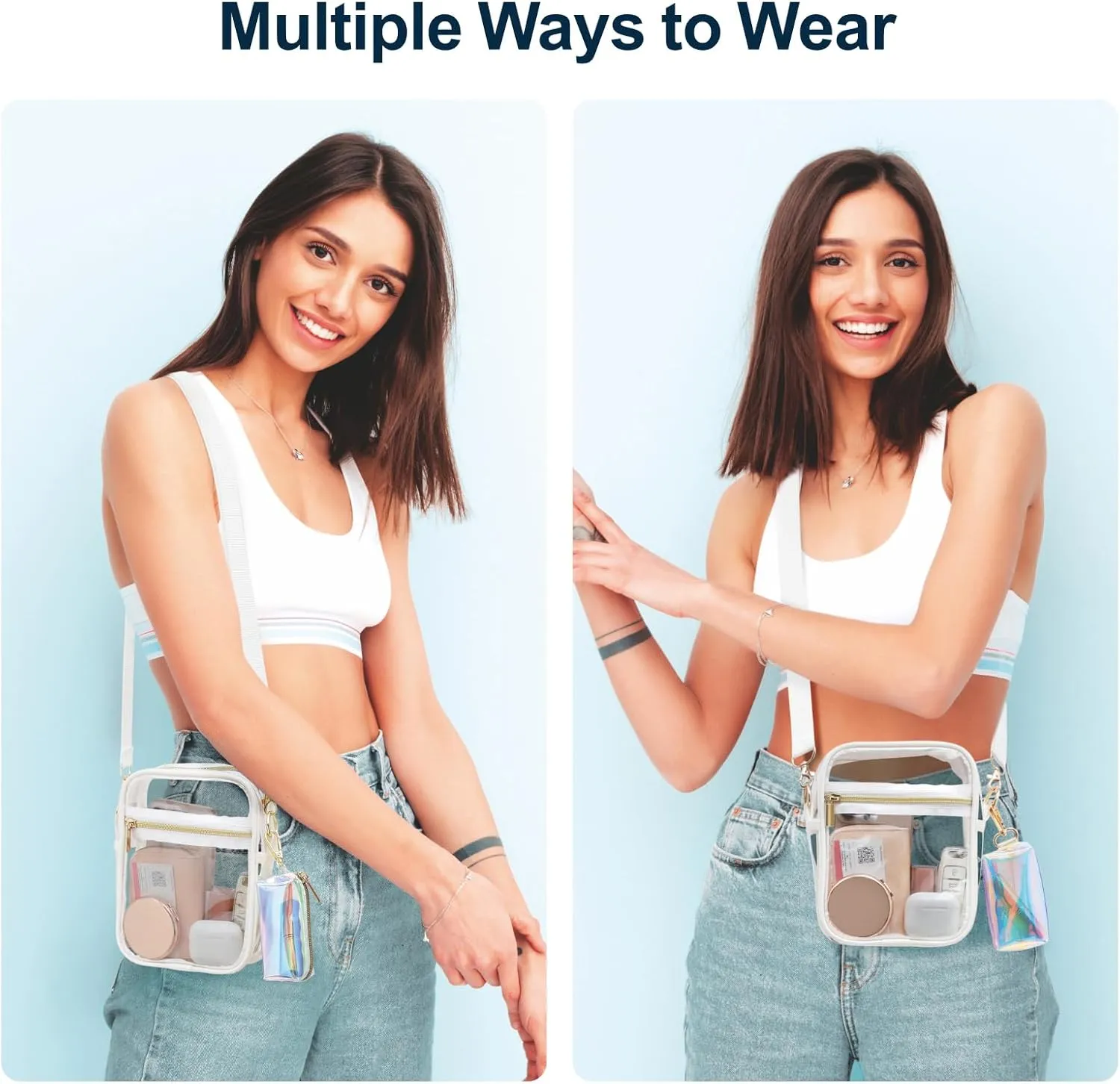 PACKISM Clear Bag for Stadium Events - Clear Purses for Women Stadium Crossbody Messenger Bag for Concerts Sporting Events