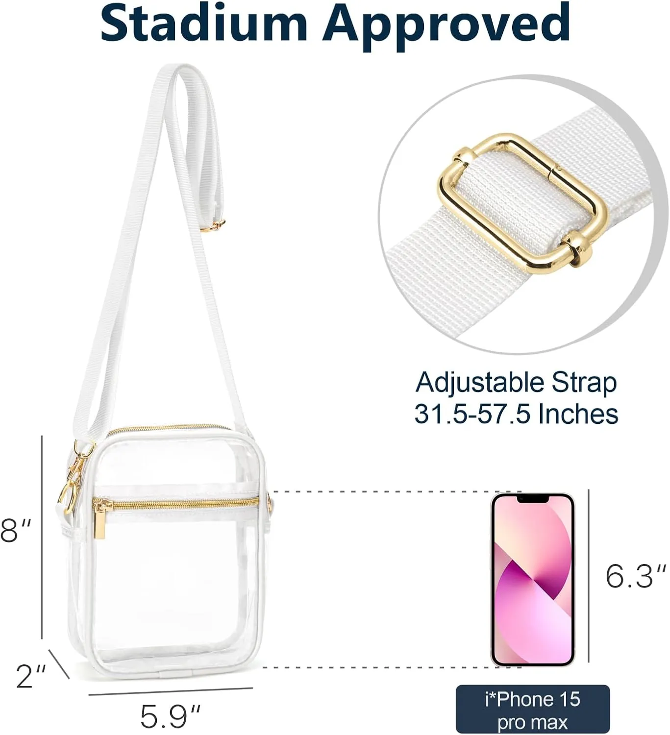 PACKISM Clear Bag for Stadium Events - Clear Purses for Women Stadium Crossbody Messenger Bag for Concerts Sporting Events