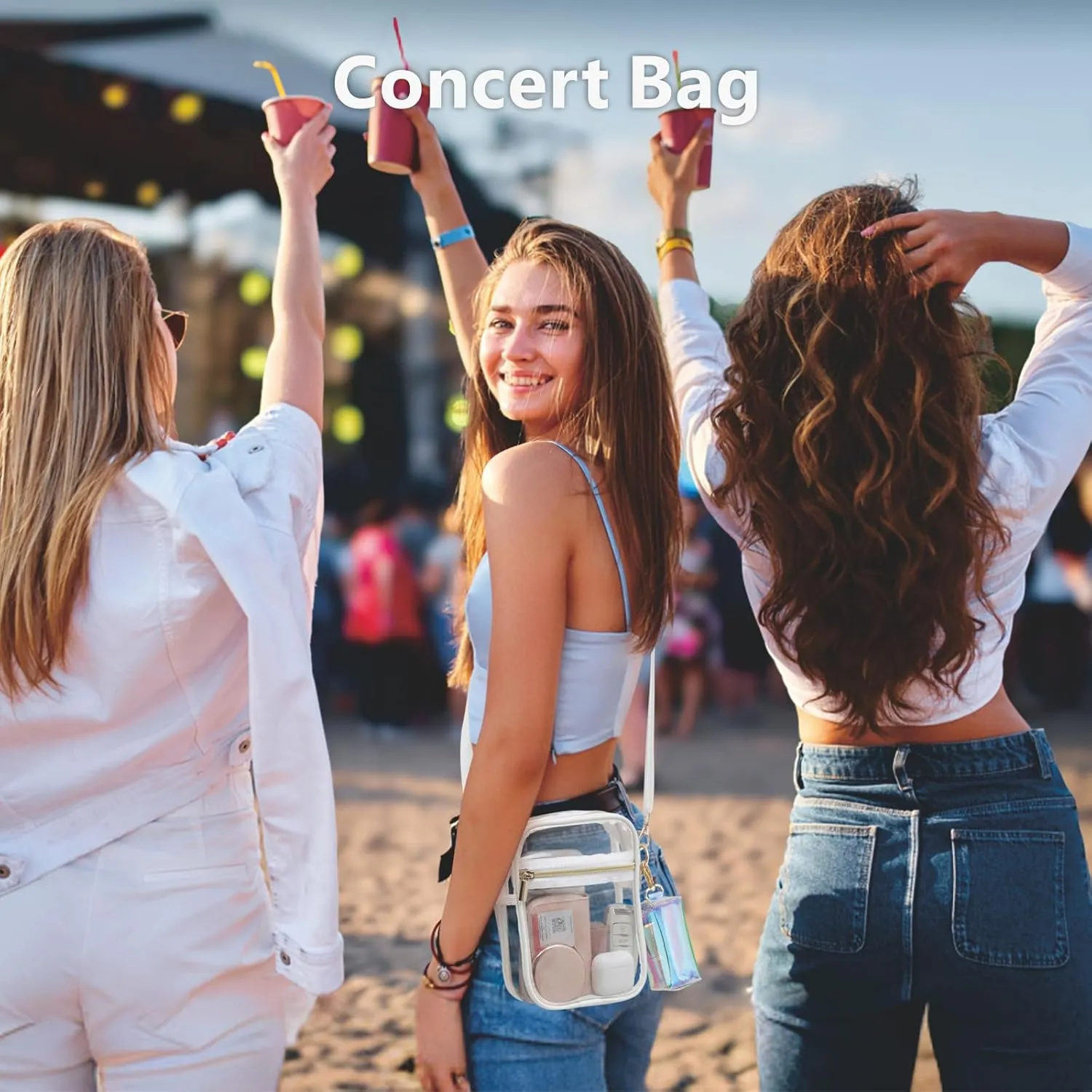 PACKISM Clear Bag for Stadium Events - Clear Purses for Women Stadium Crossbody Messenger Bag for Concerts Sporting Events
