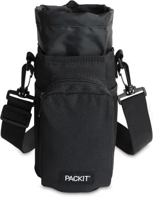 PackIt Freezable Hydration Crossbody, Black, Triple-Function Design, Removable Freezable Insert, Adjustable Removable Crossbody Strap, Elastic Cord Lock, Front Zip Pocket, Three Elastic Slip Pockets