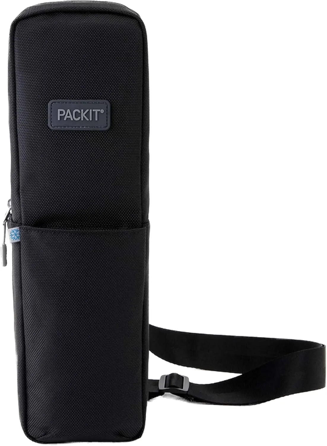 PackIt Freezable Wine Carrier, Black, with Adjustable Removable Crossbody Strap and Wristlet, ECOFREEZE  Technology: Triple Layered Protection for Ultimate Cooling, Collapsible, Reusable, Zip Closure