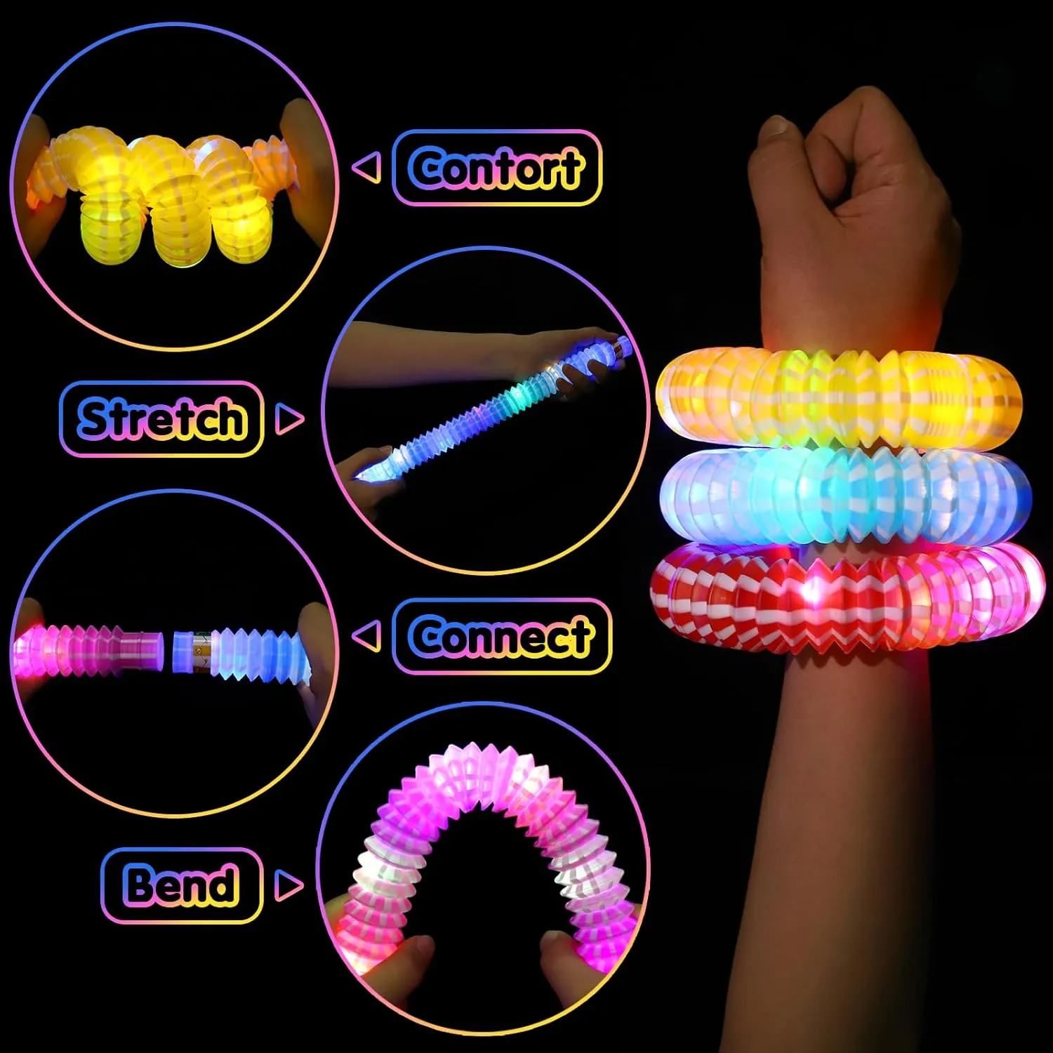 Party Favors for Kids 4-8-12 Glow Sticks 48 Pcs, 4th of July Glow in the Dark Party Supplies, Goodie Bags Stuffers Light up Toys Sensory Pop Tubes, Glow Necklace Bracelet Party Birthday Return Gift