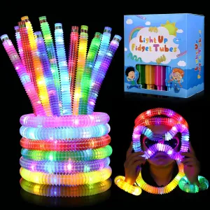 Party Favors for Kids 4-8-12 Glow Sticks 48 Pcs, 4th of July Glow in the Dark Party Supplies, Goodie Bags Stuffers Light up Toys Sensory Pop Tubes, Glow Necklace Bracelet Party Birthday Return Gift