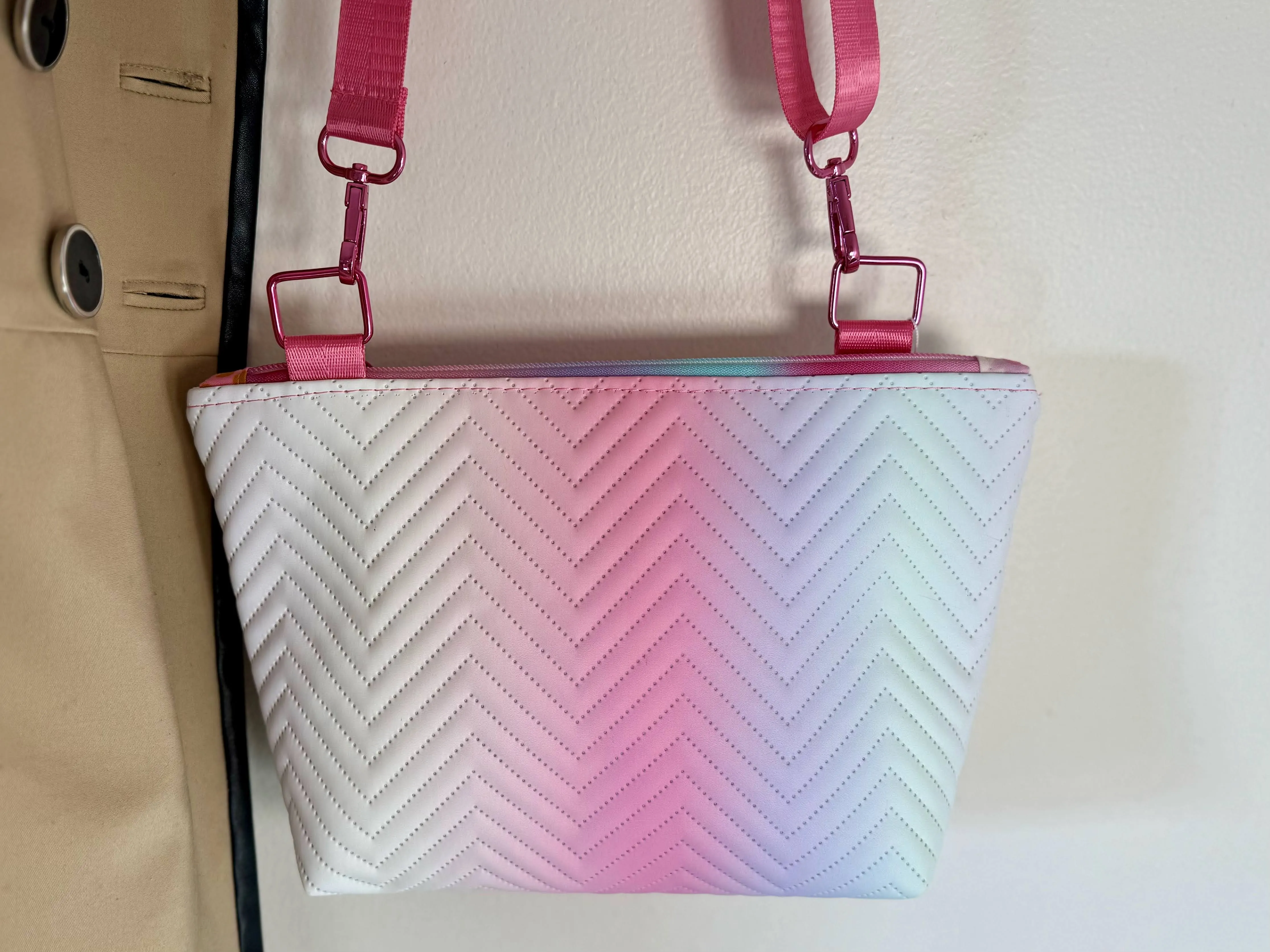 Pastel Quilted Chevron Crossbody Purse