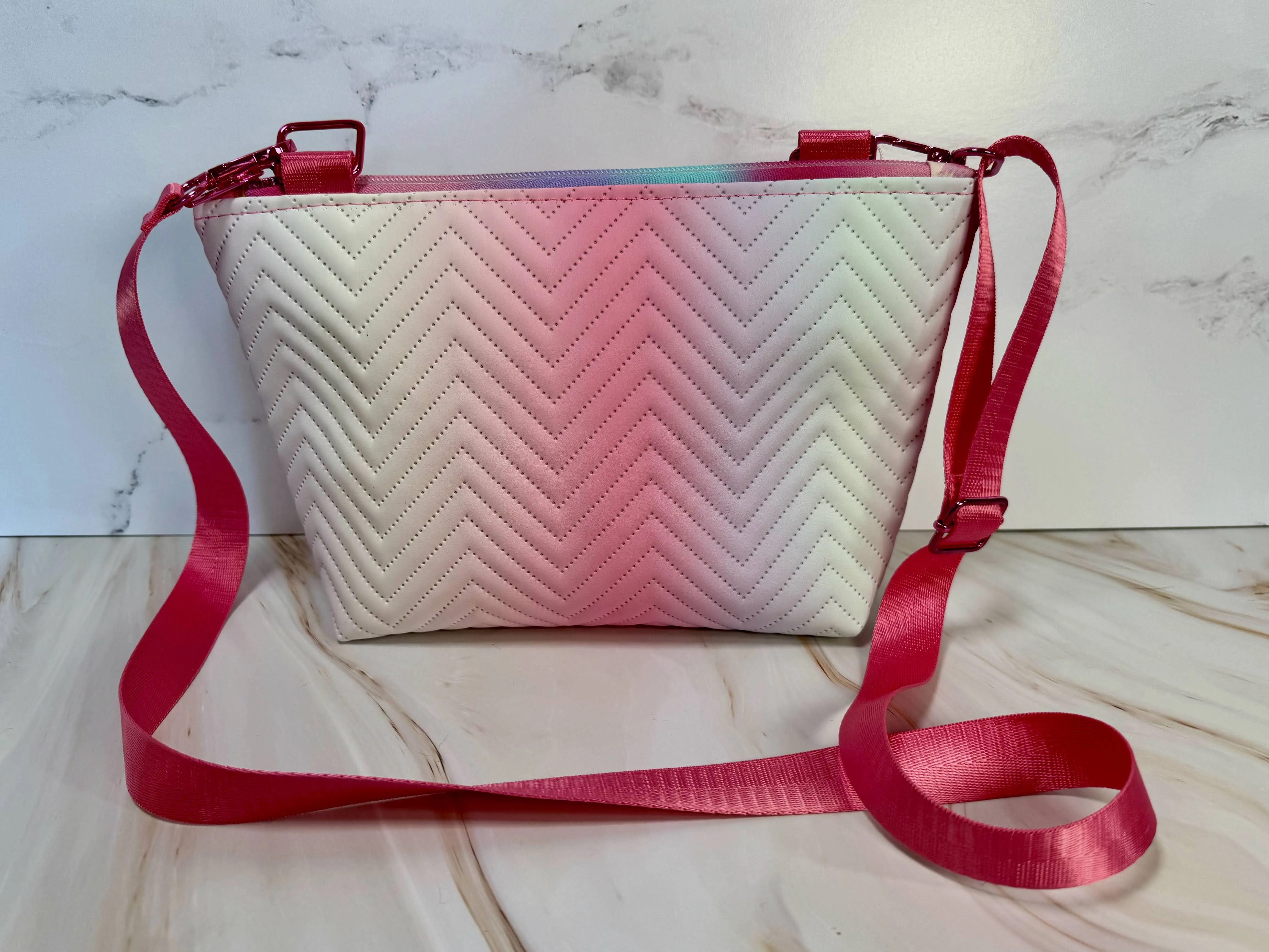 Pastel Quilted Chevron Crossbody Purse