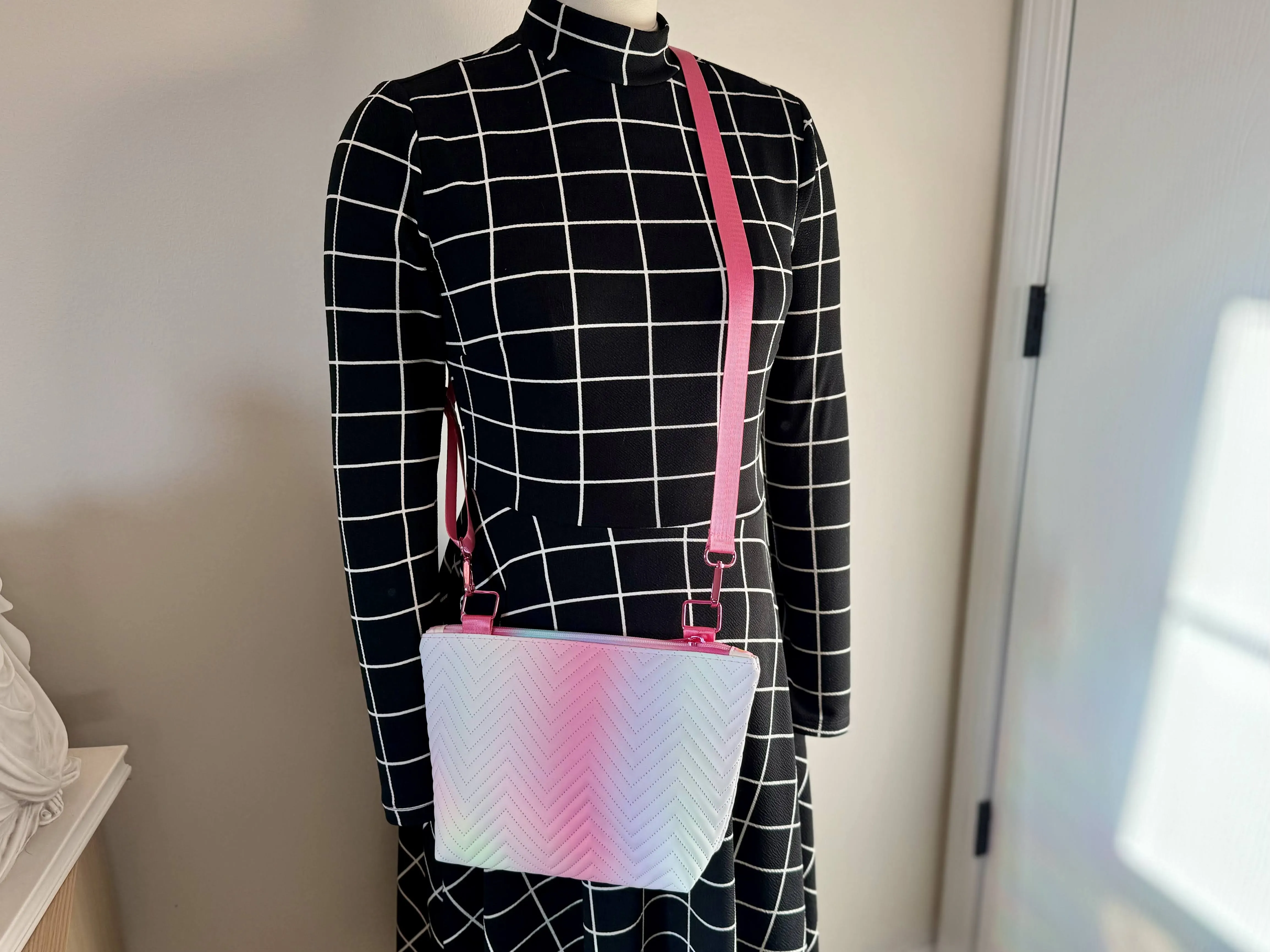 Pastel Quilted Chevron Crossbody Purse
