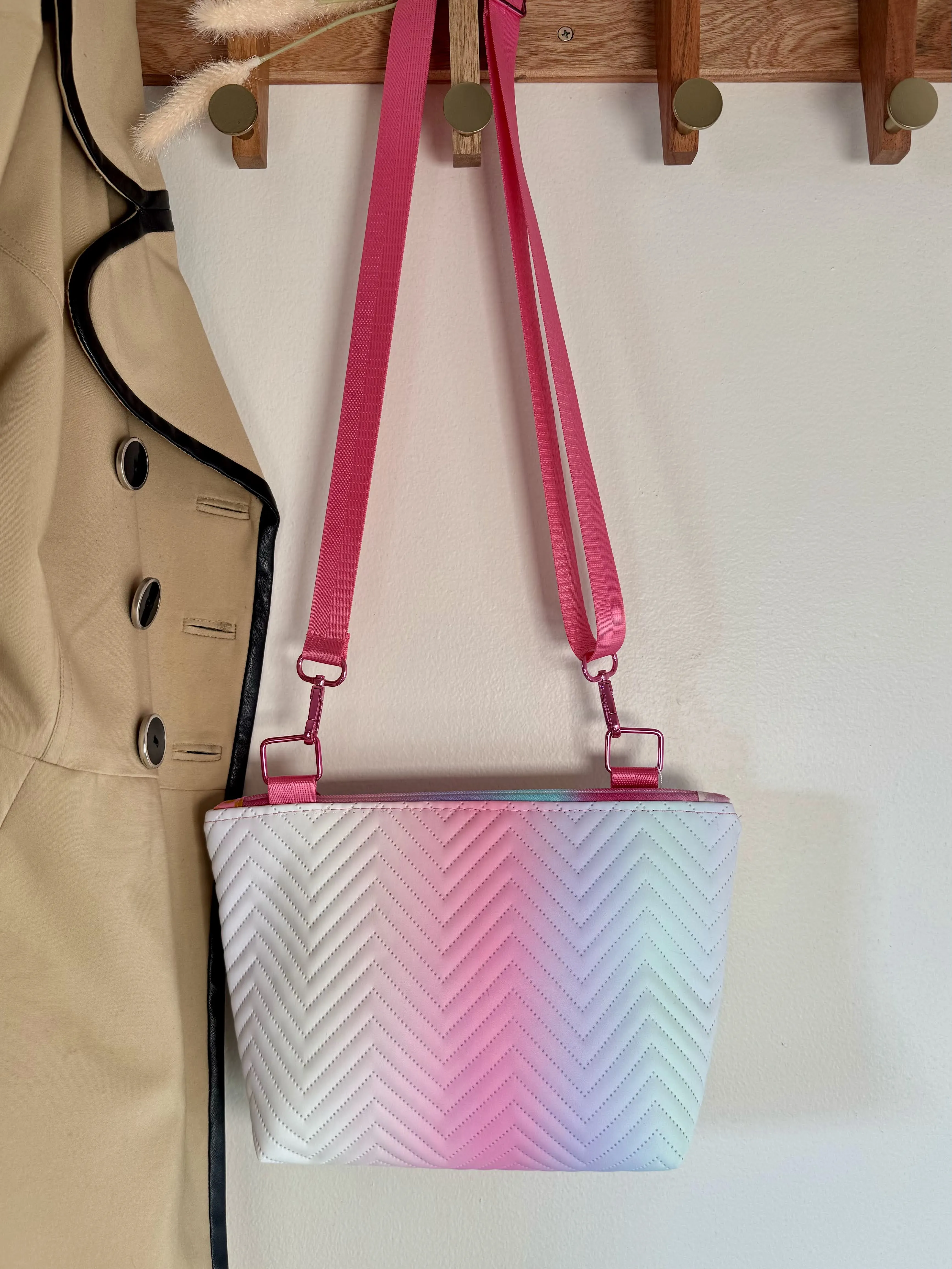 Pastel Quilted Chevron Crossbody Purse