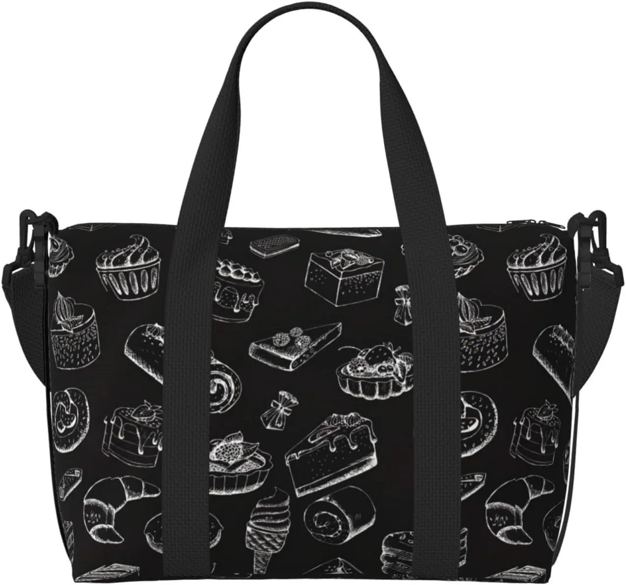 Pastries On Chalkboard print Crossbody Travel Bags Fashion Travel Bags Items Travel Bags Tote Bags