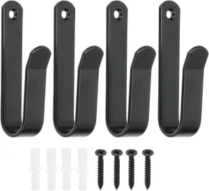 PATIKIL Snowboard Wall Mount Clips 4", 4Pcs Horizontal Surfboard Holder, Skateboard Storage Rack, Ski Board Display Stand with Rubber Plug/Screw for Room, Garage, Black