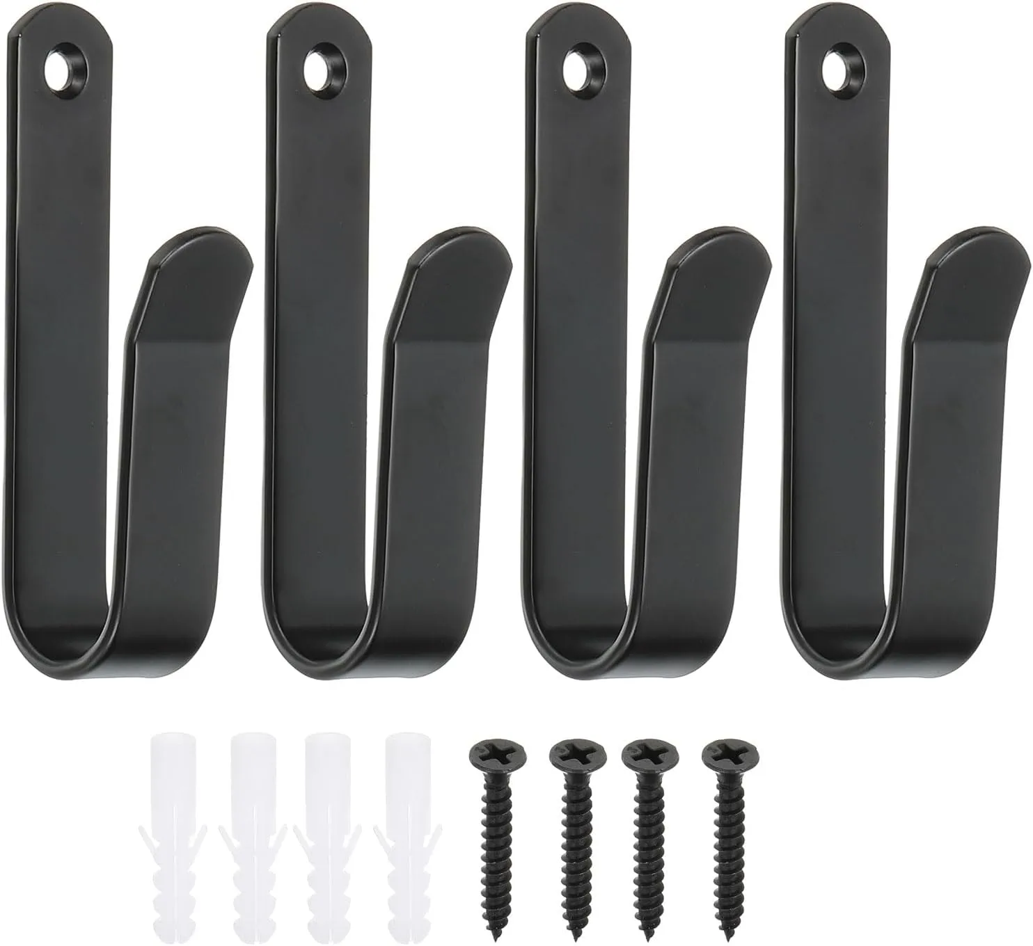 PATIKIL Snowboard Wall Mount Clips 4", 4Pcs Horizontal Surfboard Holder, Skateboard Storage Rack, Ski Board Display Stand with Rubber Plug/Screw for Room, Garage, Black