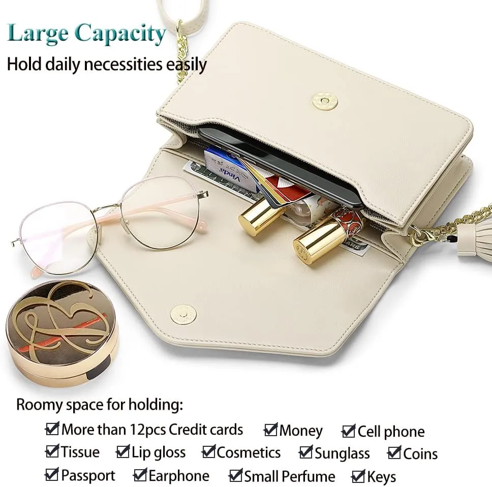 Peacocktion Small Crossbody Bags for Women, RFID Wallet Purse Cellphone Card Holder Wristlet 2 Straps