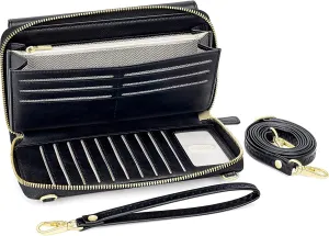 Peacocktion Women Wallet Purse Card Holder with RFID, Large Capacity Crossbody Wristlet Clutch 2 Straps