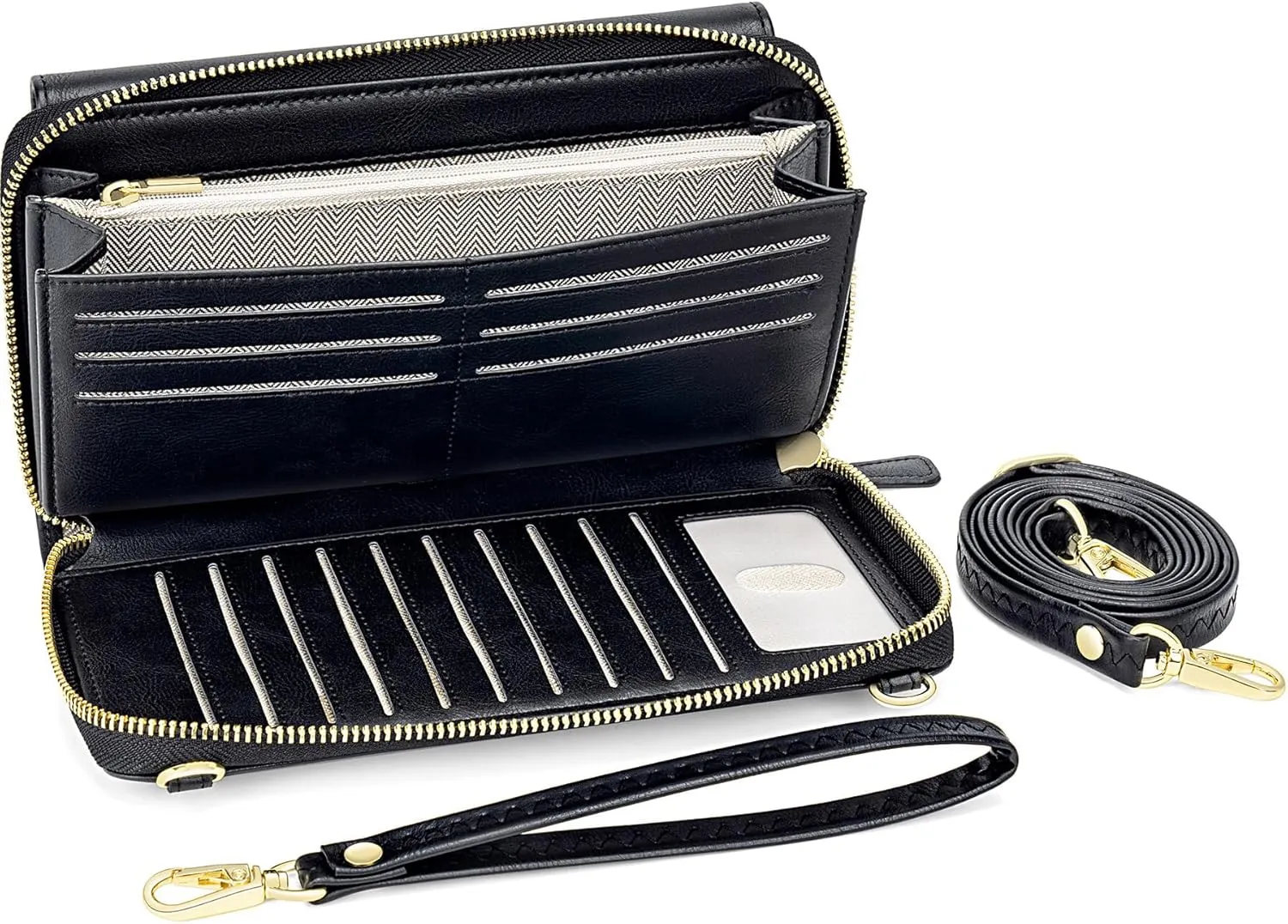 Peacocktion Women Wallet Purse Card Holder with RFID, Large Capacity Crossbody Wristlet Clutch 2 Straps