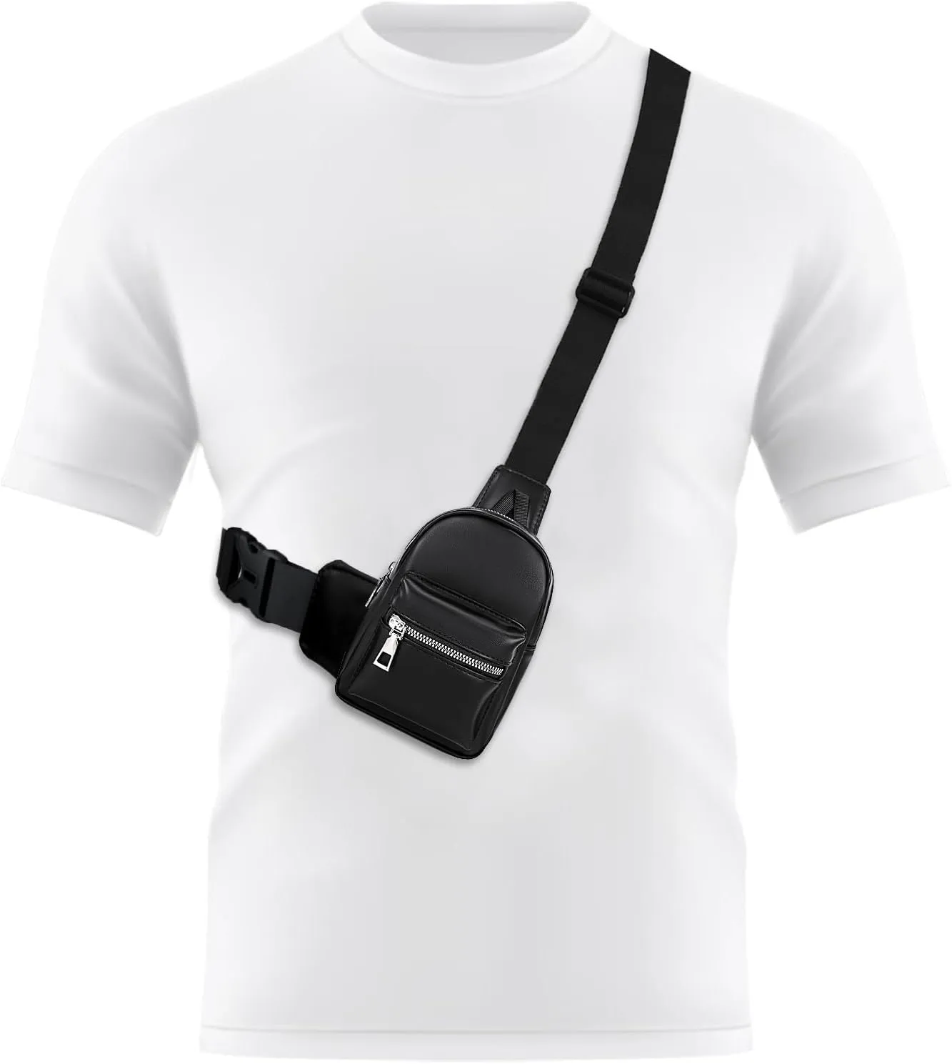 Peicees Mini Leather Sling Bag for Men Women Travel Daily Crossbody Bag Phone Holder