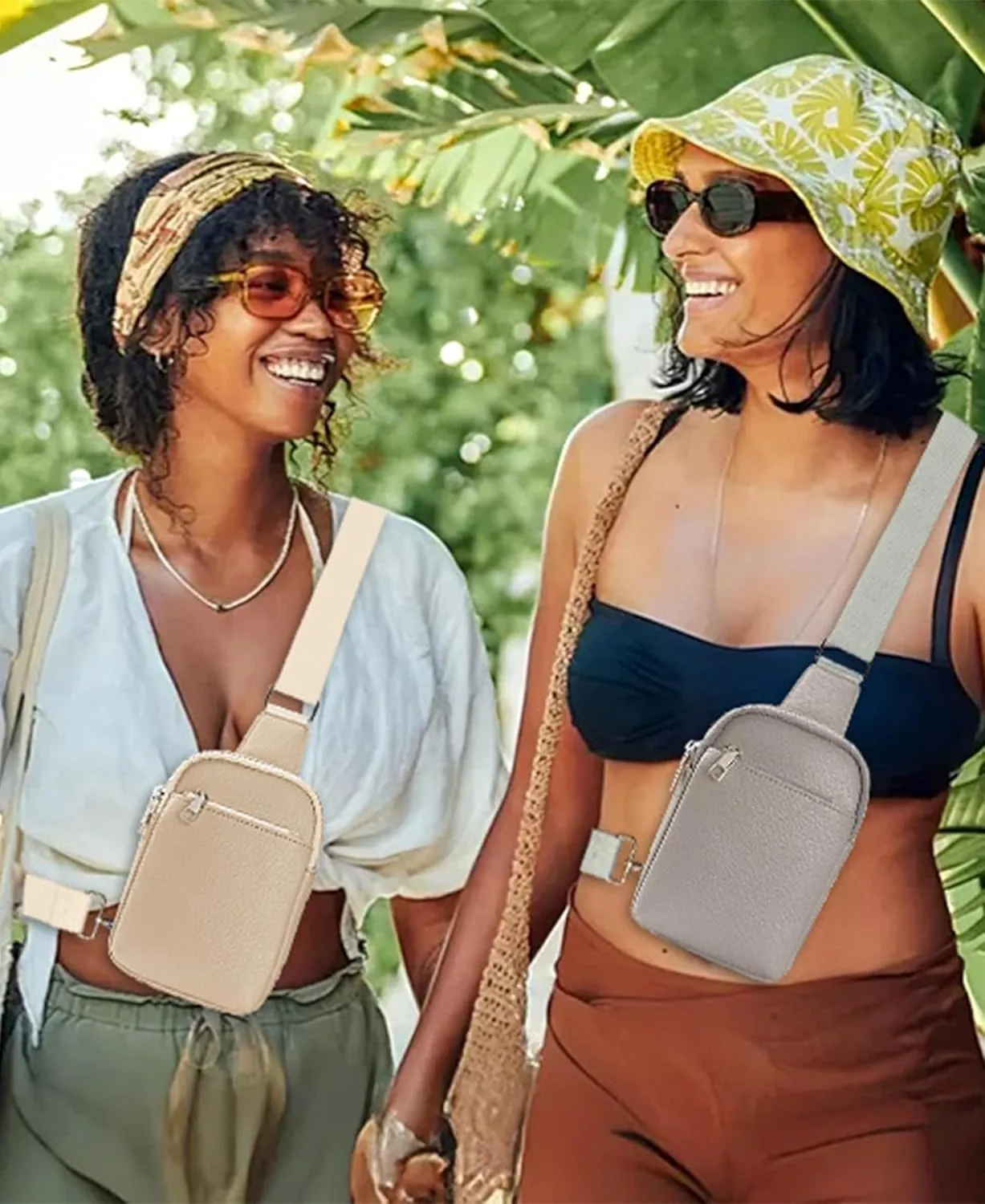 Peicees Travel Small Sling Bag Leather Crossbody Bags for Women Fanny Packs Cross Body Bag for Woman Cross Body Purses