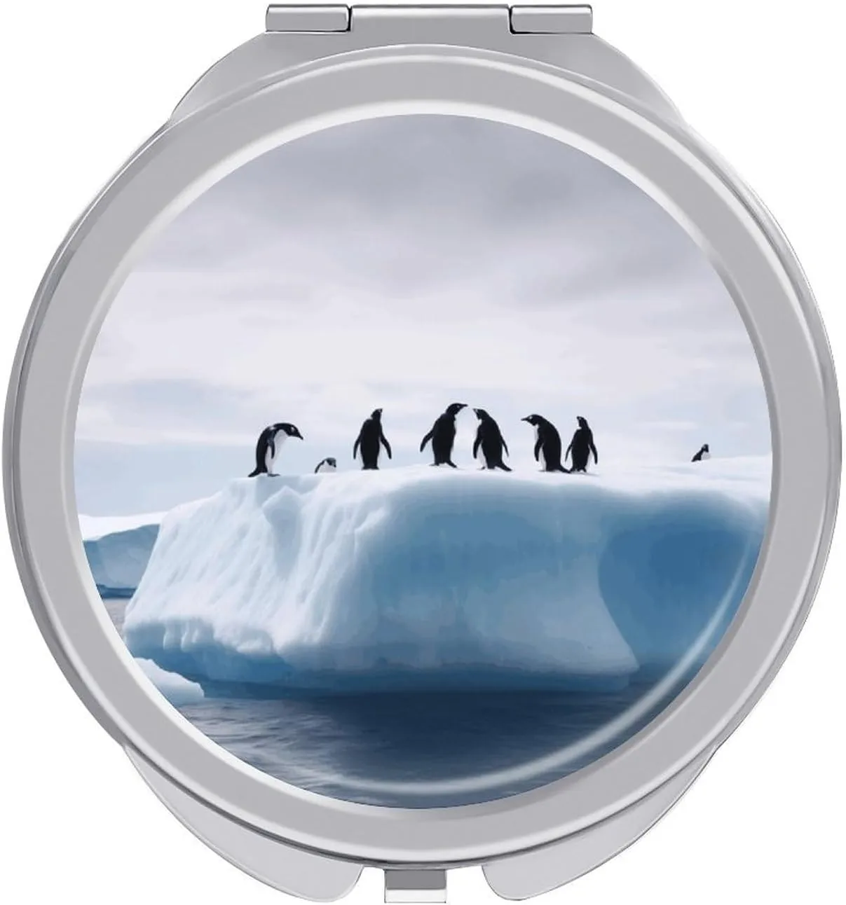 Penguins on The Iceberg Portable Makeup Mirror, Sided Travel Hand Mirror Mini Folding Mirror for Precise Makeup Women Daily Use