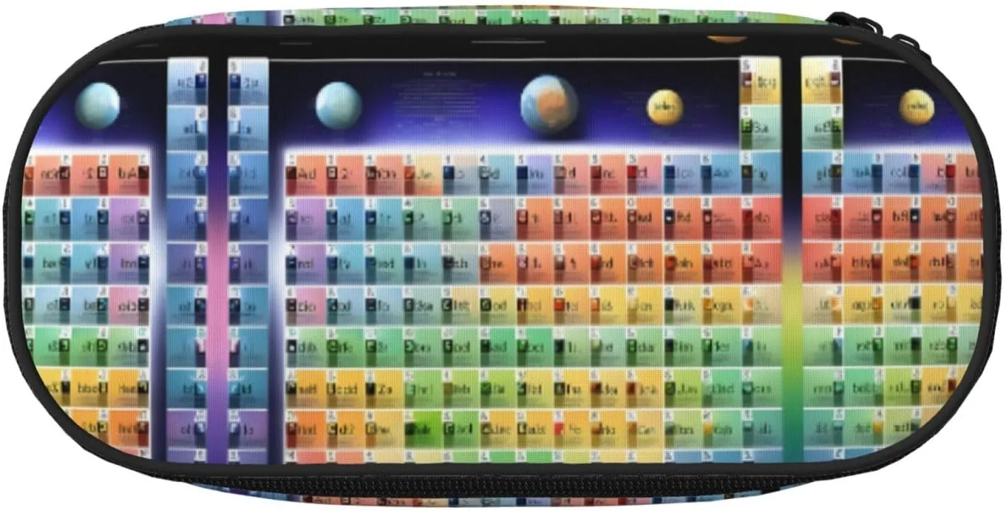 Periodic table of elements print Big Capacity Pencil Pen Case Pouch Bag Home College Office Organizer for Adults Studen