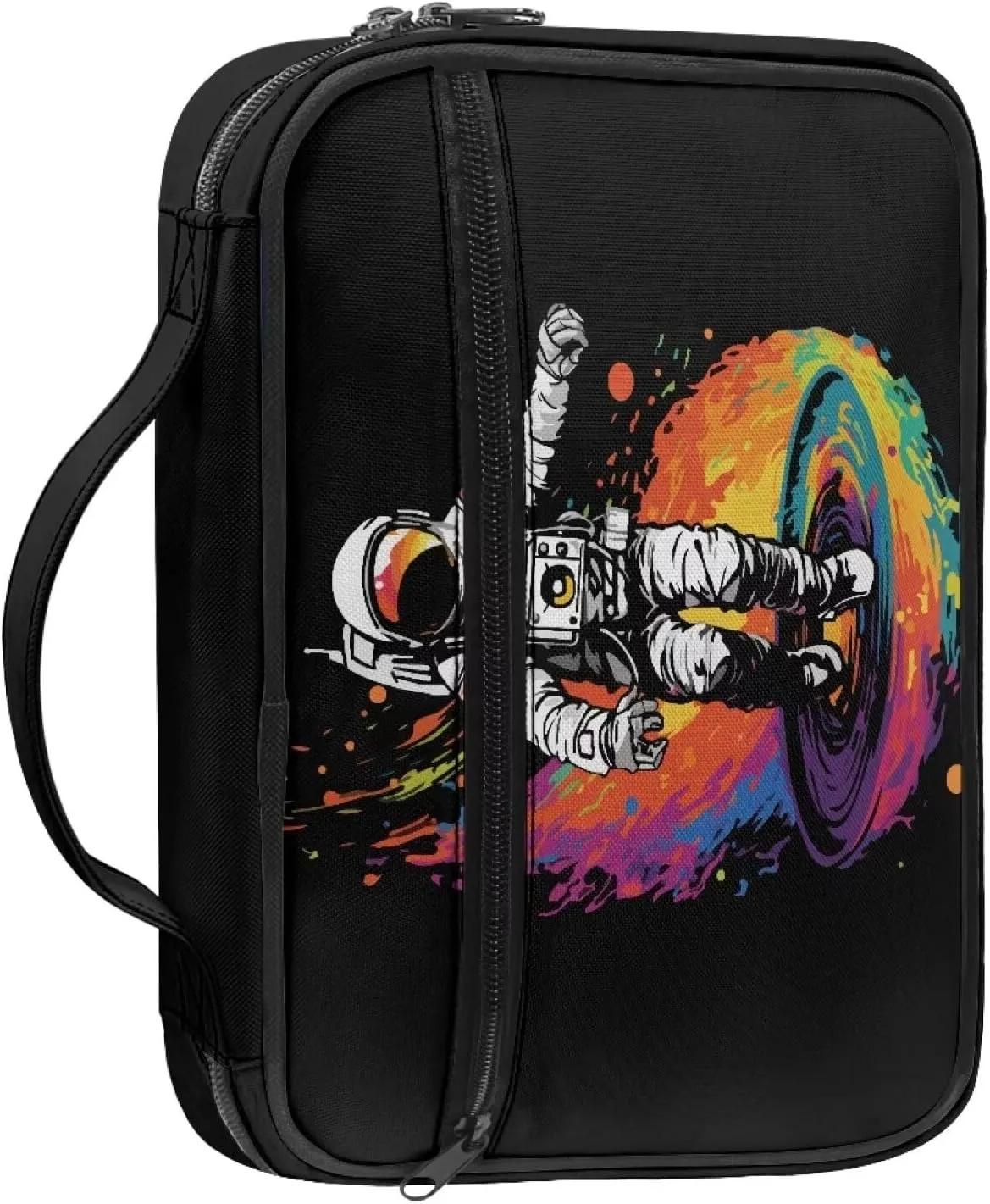 Personalized Bible Case for Women Men Bible Tote Bag Handbag Cute Astronaut Pattern Bible Cover for Girls Boys Bible Cover Case for Ladies Bible Bag Scripture Bag Gift for Women Girls Lady