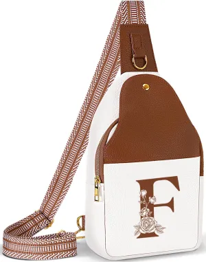 Personalized Crossbody Bag for Women Leather Sling Bags with Initial Letter Chest Bag for Travel, Gift for Mom Wife