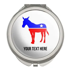 Personalized Custom 1 Line Democrat Donkey American Compact Travel Purse Handbag Makeup Mirror