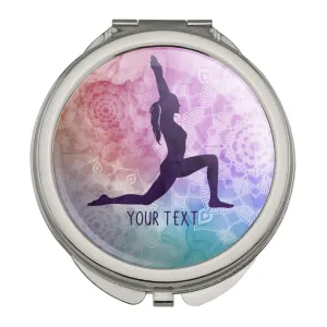 Personalized Custom 1 Line Yoga High Lunge Compact Travel Purse Handbag Makeup Mirror