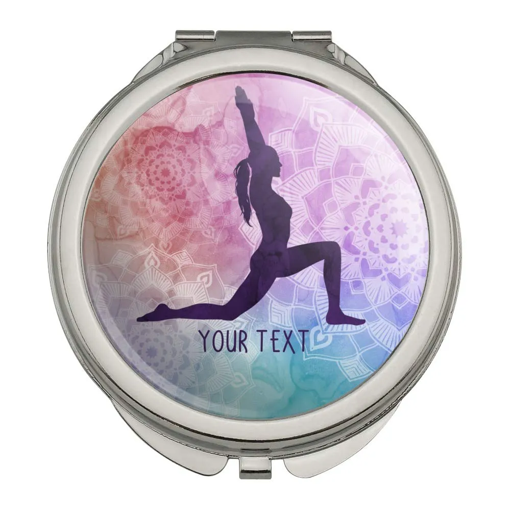 Personalized Custom 1 Line Yoga High Lunge Compact Travel Purse Handbag Makeup Mirror
